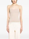 Max Mara Fitted Knit Top Soft Texture Spaghetti Straps In Neutral