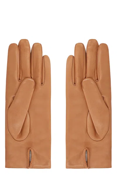 Max Mara Spalato Gloves In Nappa Leather In Brown
