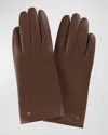 Max Mara Spalato Leather & Wool Gloves In Tobacco
