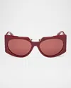 Max Mara Spark 5 Acetate Round Sunglasses In Redobord