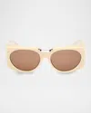 Max Mara Spark 5 Acetate Round Sunglasses In Whtobrn