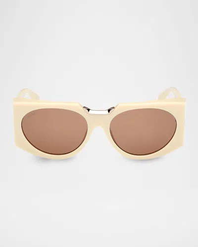 Max Mara Spark 5 Acetate Round Sunglasses In Whtobrn