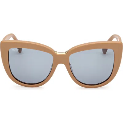 Max Mara Spark 55mm Polarized Cat Eye Sunglasses In Metallic