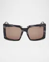Max Mara Women's Black Horn & Roviex Spark 6 Square Sunglasses In Sblkrovx