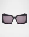 Max Mara Spark 6 Rectangle Acetate Sunglasses In Sblksmk