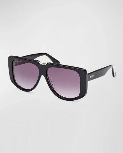 Max Mara Spark1 Acetate Aviator Sunglasses In Shiny Black Gradi