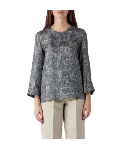 Max Mara Speckled-print Silk Blouse In Black