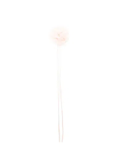 Max Mara Spilla Elegante A Forma Di Fiore In Tessuto Bianco  In White
