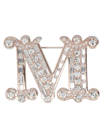 Max Mara Spilla Monogram Con Cristalli In Gold