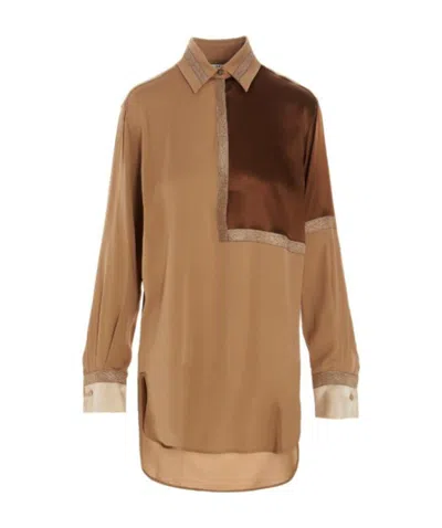 Max Mara Spliced Design Blouse In Brown