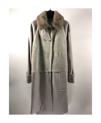 Max Mara Spliced Detail Coat In Gray