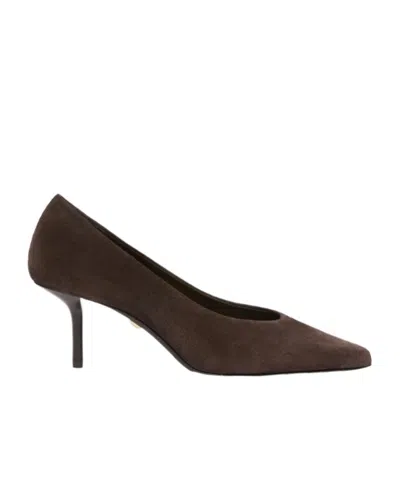 Max Mara Split Calf Leather Court Shoes In Dark Brown