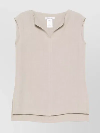 MAX MARA SPLIT NECKLINE SLEEVELESS BLOUSE