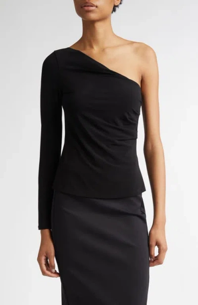 Max Mara Spluga One-shoulder Jersey Top In Black
