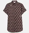 Max Mara Sponda Printed Cotton Poplin Shirt In Brown