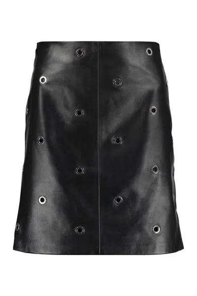 Max Mara Sportmax - Flyth Leather Mini Skirt In Black