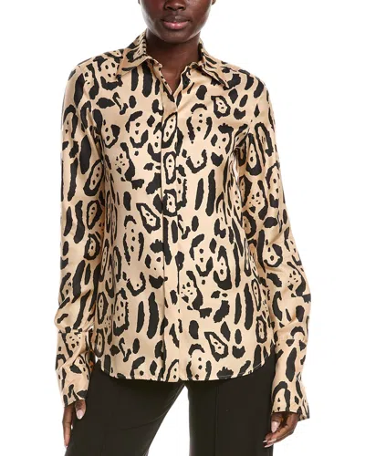 Max Mara Sportmax Armony Silk Printed Top In Animal Print