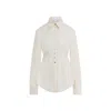 Sportmax Pointed Collar Butter White Cotton Azoto Shirt In White