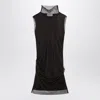 Sportmax Fitted Mini Dress With Textured Mesh Overlay In Black