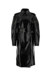 Sportmax Max Mara   Black Trench Coat In Semi-glossy Nappa Leather
