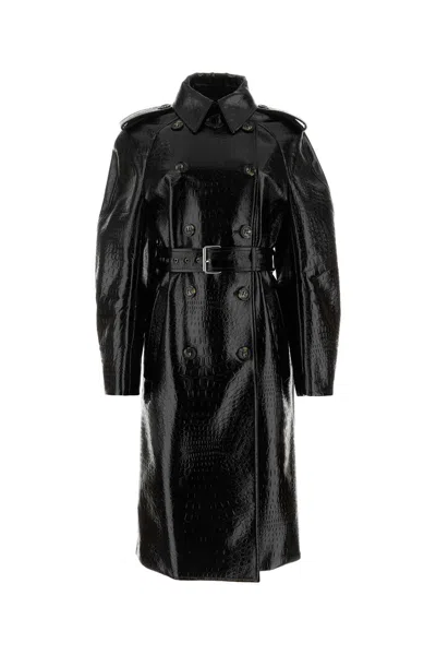 Sportmax Max Mara  Black Synthetic Leather Faggi Coat