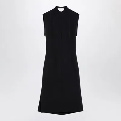 Sportmax Max Mara   Black Wool Blend Sleeveless Dress In Navy