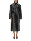 Sportmax Max Mara   Black Trench Coat In Semi-glossy Nappa Leather