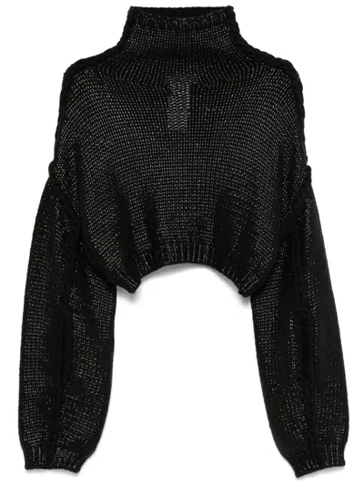 Max Mara Sportmax Cropped Cotton Sweater For Women In Black