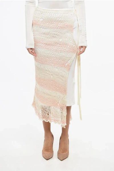 Max Mara Sportmax Double-layered Ecuador Skirt With Crochet Design Grösse S In Multi