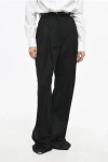 Max Mara Cannes Pleated Wool Twill Pants In Black