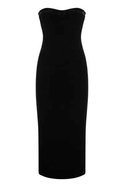 Max Mara Sportmax Elegant Velvet Bustier Dress In Black