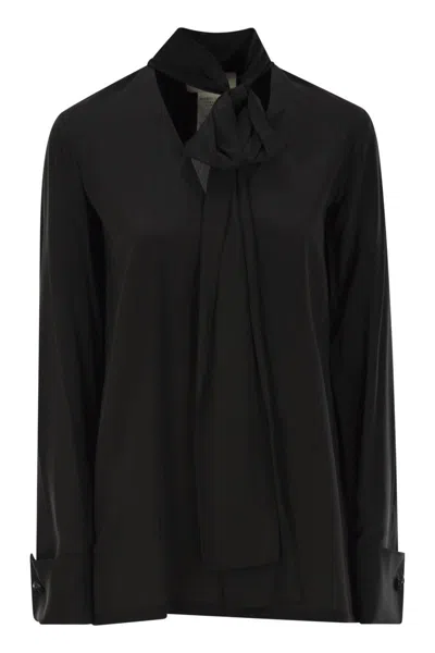 Max Mara Sportmax Elleni - Silk Blouse With Sash In Black