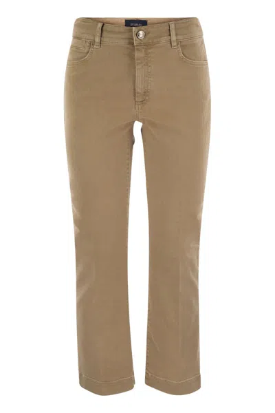 Sportmax Max Mara  Enna - Denim Pants With Mini Flare Line In Brown