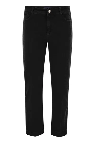Sportmax Max Mara  Enna - Denim Pants With Mini Flare Line In Black