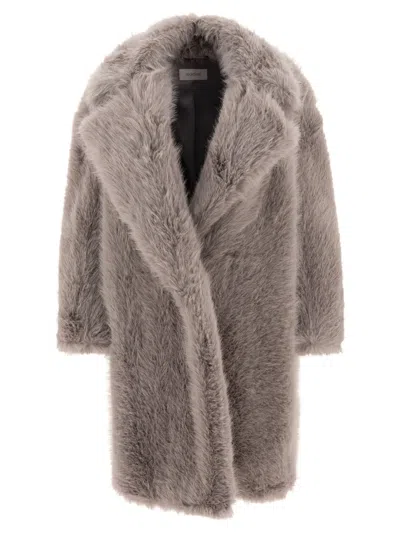 Max Mara Sportmax Faux Fur Coat Coats In Gray