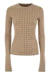 Sportmax Feminine Scuba T-shirt With Rhinestones In Beige