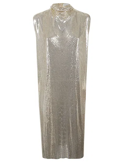 Max Mara Sportmax Glamorous Metallic-knit Mini Dress For Women In Shimmering Gold