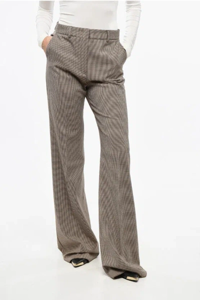 Max Mara Sportmax Houndstooth Patterned Teso Palazzo Pants Grösse 42 In Brown