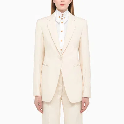 Max Mara Sportmax Ivory Single-breasted Jacket In Cotton In White