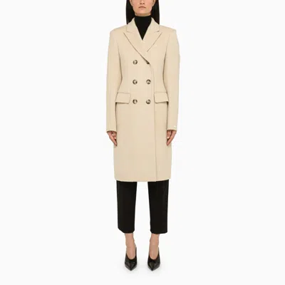 Sportmax Ivory Wool Double-breasted Jacket In White