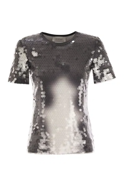 SPORTMAX MAX MARA SPORTMAX KIBBUTZ - T-SHIRT WITH SEQUINS