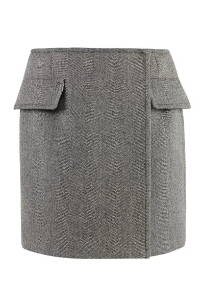 Sportmax Max Mara  Laccio Wool Mini Skirt In Black