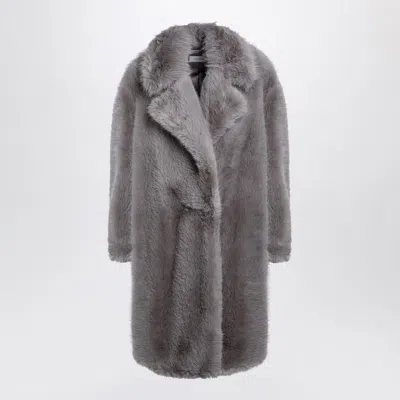 Max Mara Sportmax Light Grey Faux Fur Coat In Brown