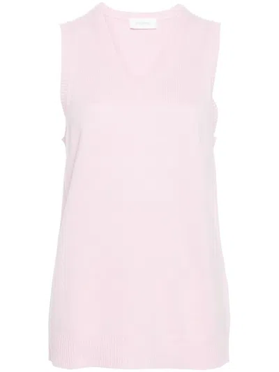 Max Mara Sportmax Light Pink Wool-cashmere Blend V-neck Vest For Women