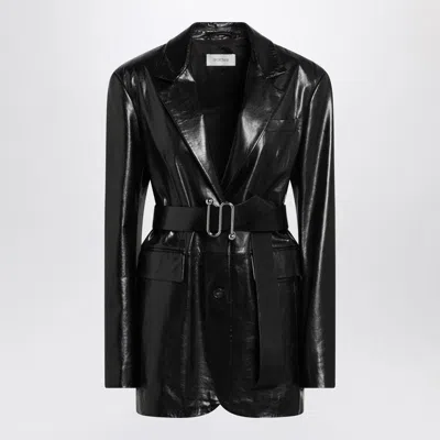 Sportmax Max Mara   Long Black Leather Jacket