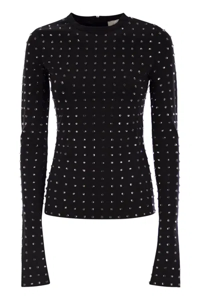 Tシャツ・カットソー SPORTMAX NEGUS - Scuba jersey T-shirt with rhinestones Sportmax Women's Negus - Scuba Jersey T-shirt With