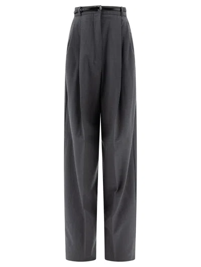 Max Mara Sportmax Oversized Stretch Wool Trousers In Grey