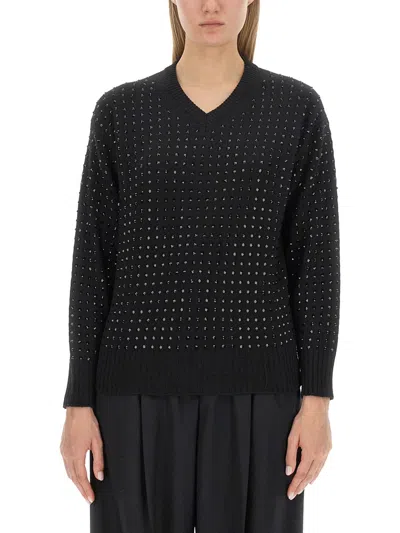 Max Mara Sportmax Oversized Wool Blend T-shirt In Black