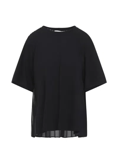 Max Mara Sportmax Pleated-back T-shirt In Black