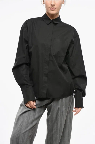 Max Mara Sportmax Popeline Gesso Shirt With Hidden Buttoning Grösse 44 In Black